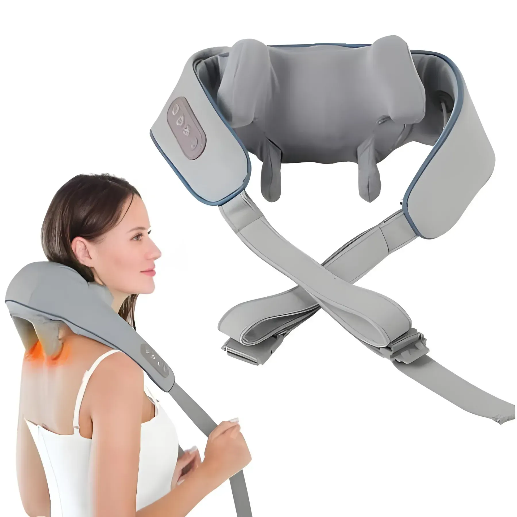 307.png Ударний U-подібний вібромасажер , плечей та шиї Neck massager HJ-818, сірий GT-307 - Зображення 1
