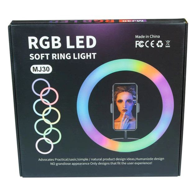 photo_2025-11-30_12-37-23.jpg Кільцева RGB лампа LED MJ30 30cm із тримачем телефону (30шт) GT-145 - Зображення 1